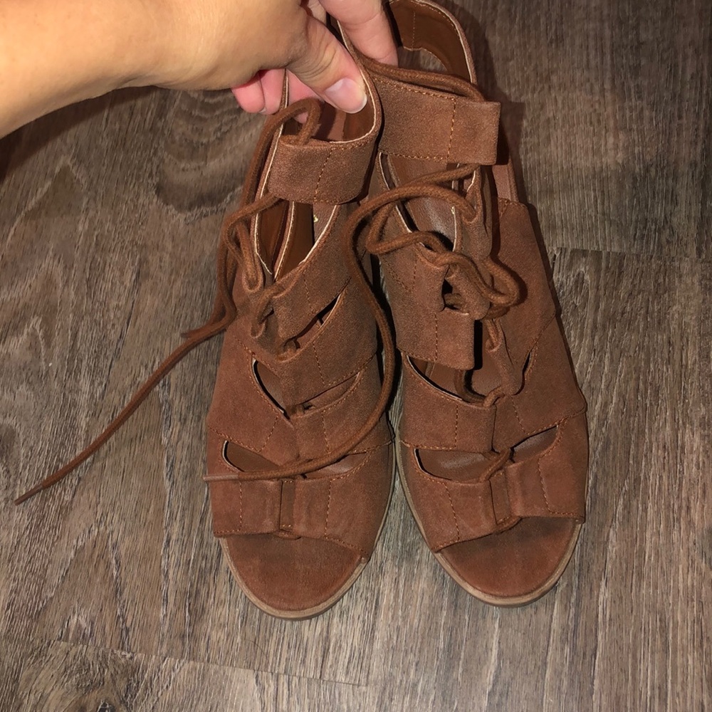 Qupid lace up heels